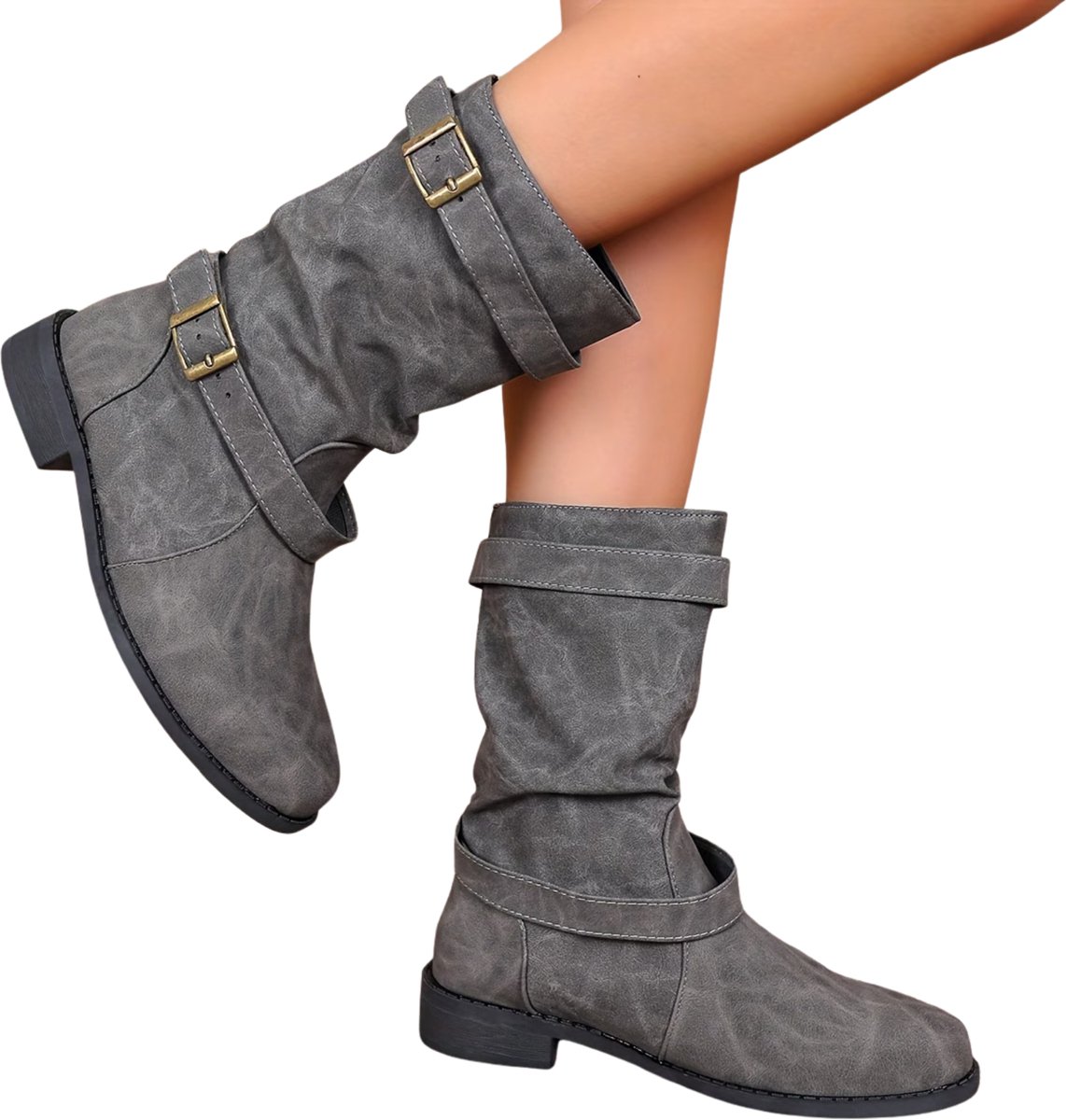 Currero Dames Cowboy Laarzen Hoge Hak Enkellaarzen Kniehoge Western Boots Chelsea 35 Grijs