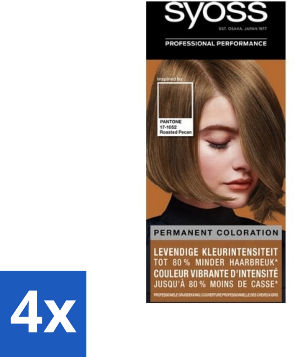 4 x Syoss - Haarverf - Pantone 6-66 Roasted Pecan - 1 Haarkleuring - Haarverf - Permanente Kleuring - Syoss - Pantone - Bruine Haar