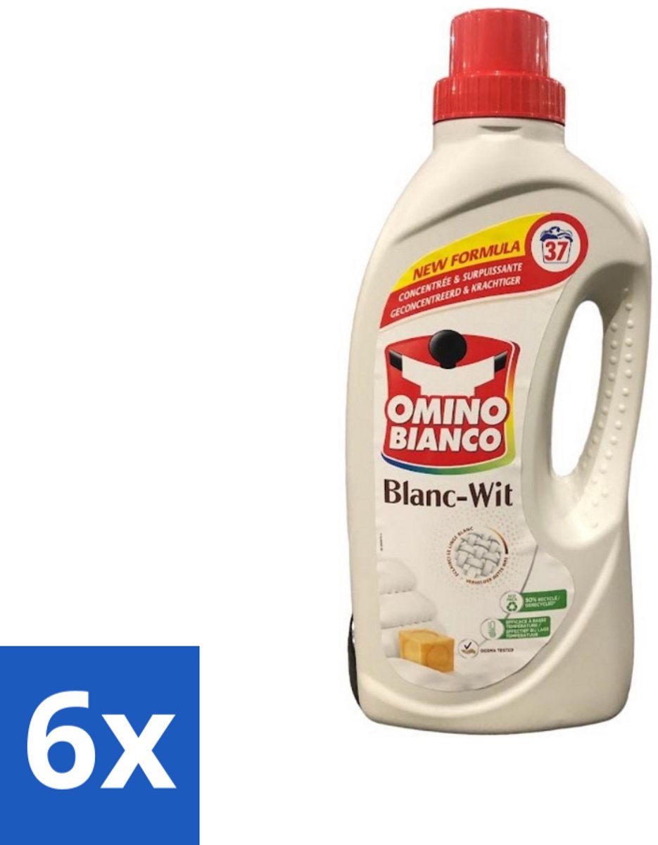 6 x Omino Bianco - Wasmiddel - Geconcentreerd & Krachtig - Witte Was - 37 Wasbeurten - Witte Was - Wasmiddel - Vlekken Verwijderen - Waskracht - Geconcentreerd