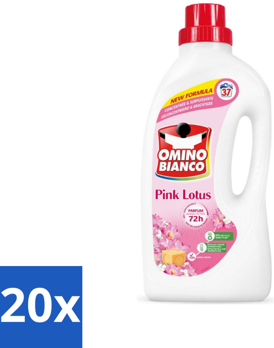 Omino Bianco - Roze Lotus - Wasmiddel - Witte & Gekleurde Was - 37 Wasbeurten - Bulkverpakking - 20 stuks