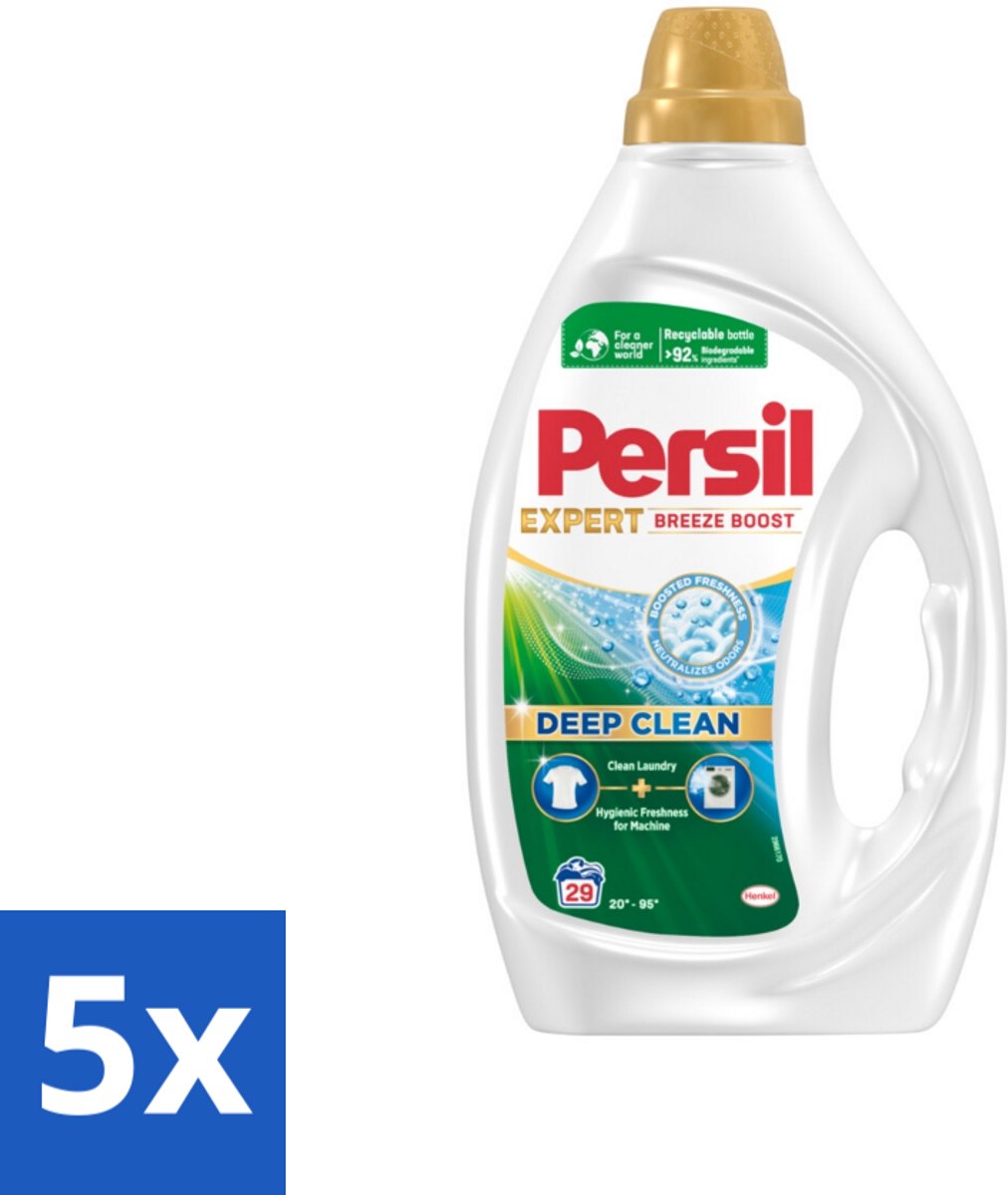 Persil Wasmiddel Gel 29 Wasbeurten Breeze Boost 1,305 liter - Bulkverpakking - 5 stuks