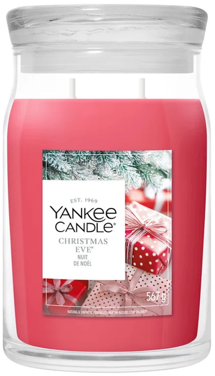 Yankee Candle Christmas Eve Large Jar Geurkaars - 90 branduren - twee lonten Rood