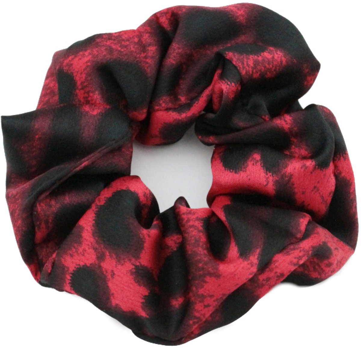 Grote Scrunchie Haarband Panterprint - Rode Zijde Look