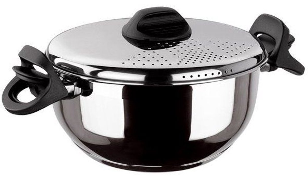 Pasta- en groenteovenschotel - RVS - 22 cm - afgietdeksel - roestvrij staal - inductie