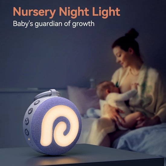 Verte White Noise Machine - D11 Draagbaar Slaaphulpmiddel Voor Baby’s Met Nachtlampje - Witte Ruis En 11 Rustgevende Geluiden Voor Tijdens Het Slapen En Op Reis - Via USB Oplaadbaar - Kinderveilig (Paars) van Verte — afbeelding 5