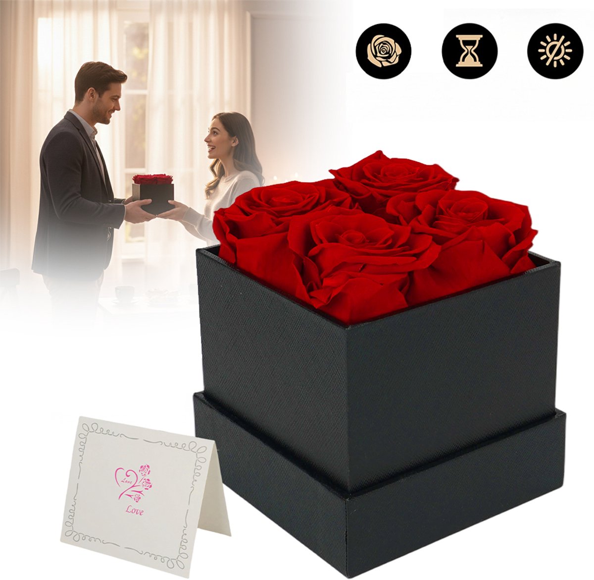 Geconserveerde Rozen In Een Doos - Moederdag- En Valentijnsdagcadeaus - Eeuwige Rode Rozen - Echte Rozen Voor Haar