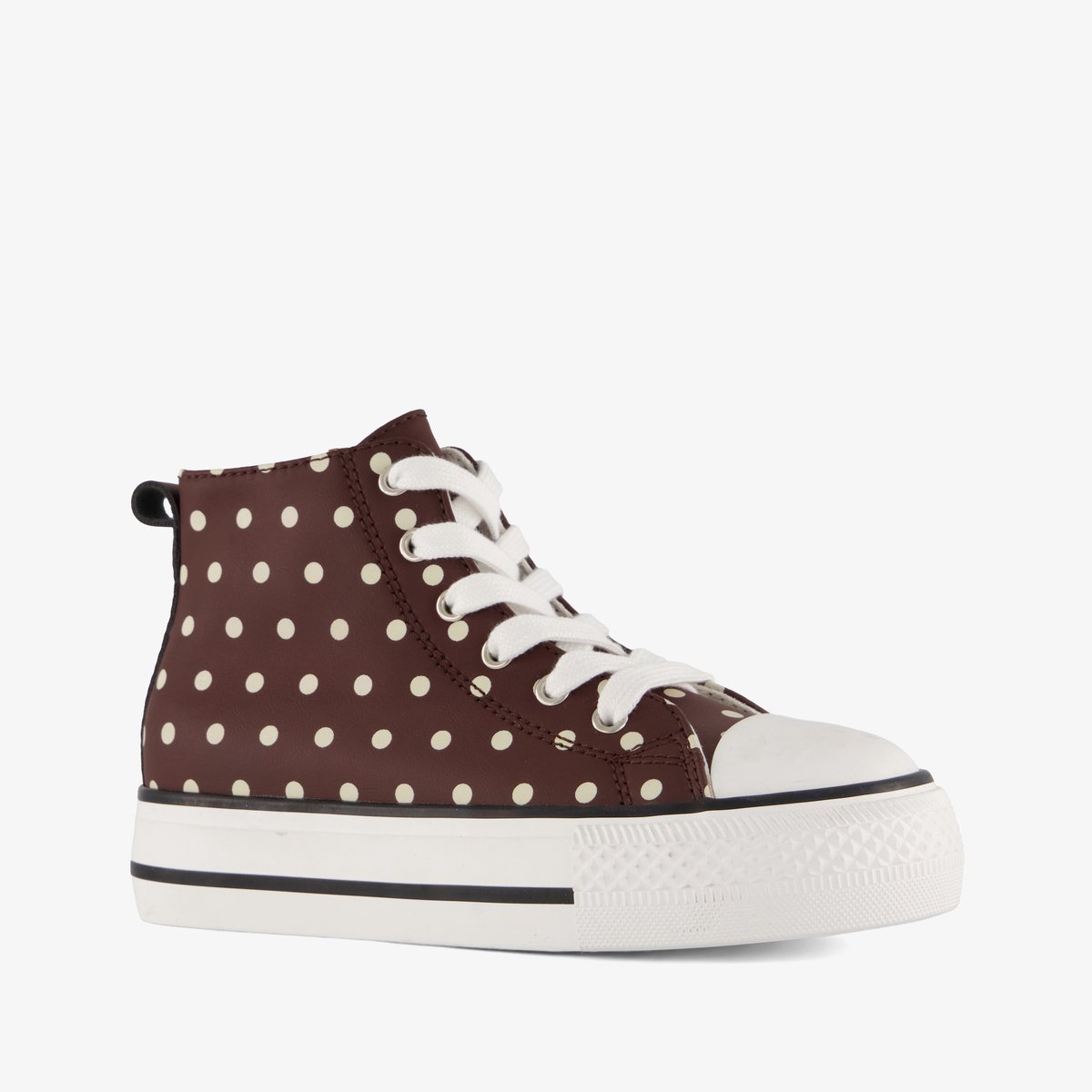 Blue Box meisjes hoge sneakers met polkadots bruin - Maat 35