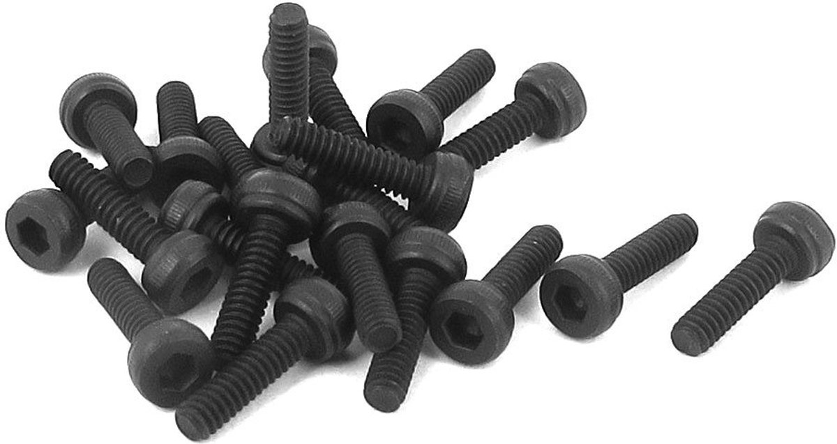M2 x 7mm 12.9 Legering Staal Hex Socket Hoofd Cap Schroeven Bout Zwart 20 stks - ShopVlot