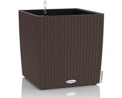 LECHUZA CUBE Cottage 30 - Plantenbak - met uitneembare binnenbak - met bewateringssysteem - ALL-IN-ONE set met LECHUZA-PON - mokka