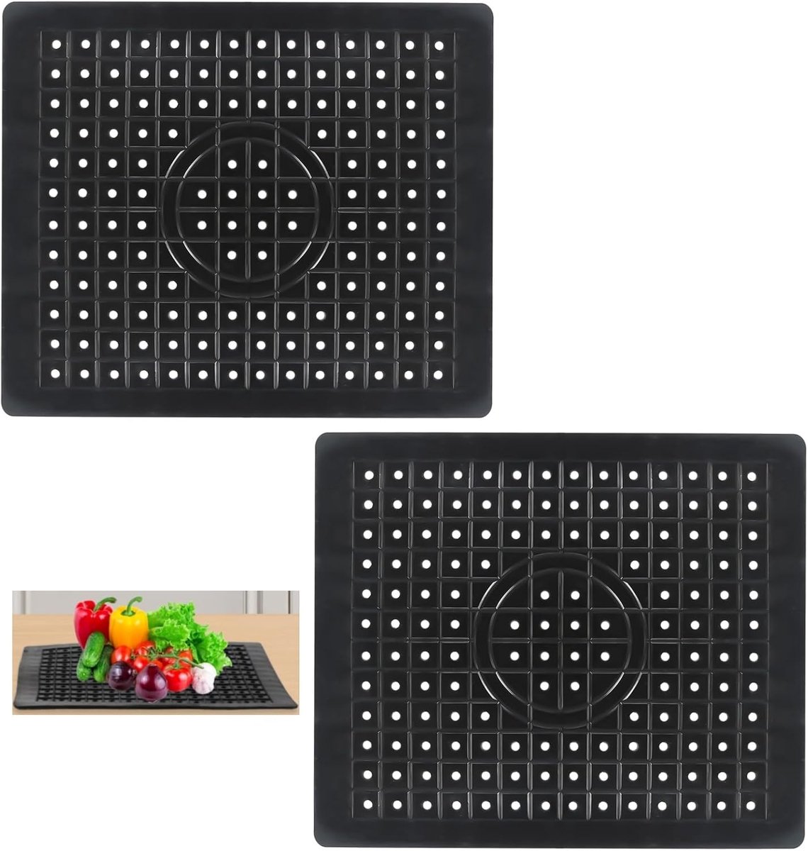 2 Stuks Gootsteeninleg Rubber 31 x 4 x 26 cm - Spoelbakmat voor Bescherming en Afdruipen - Antislip Mat voor Keuken en Badkamer