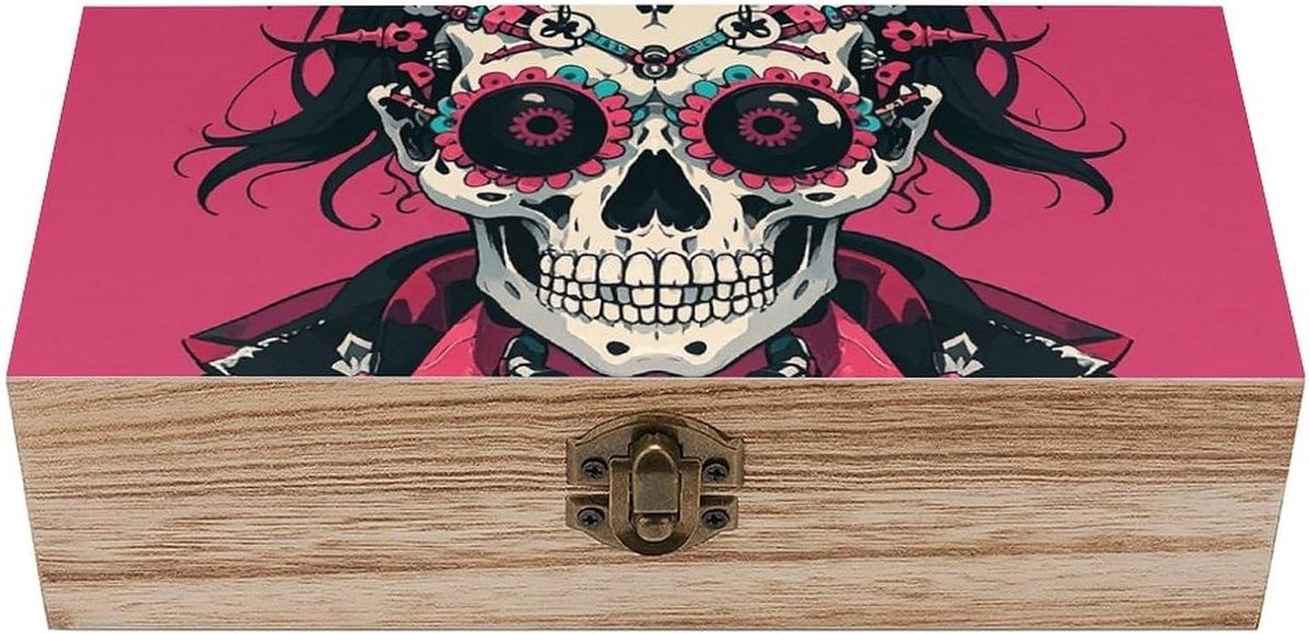 Houten Opbergdoos - Aandenken Doos - Spullen Organiseren - Handgemaakt Uniek - 20 cm - Wit