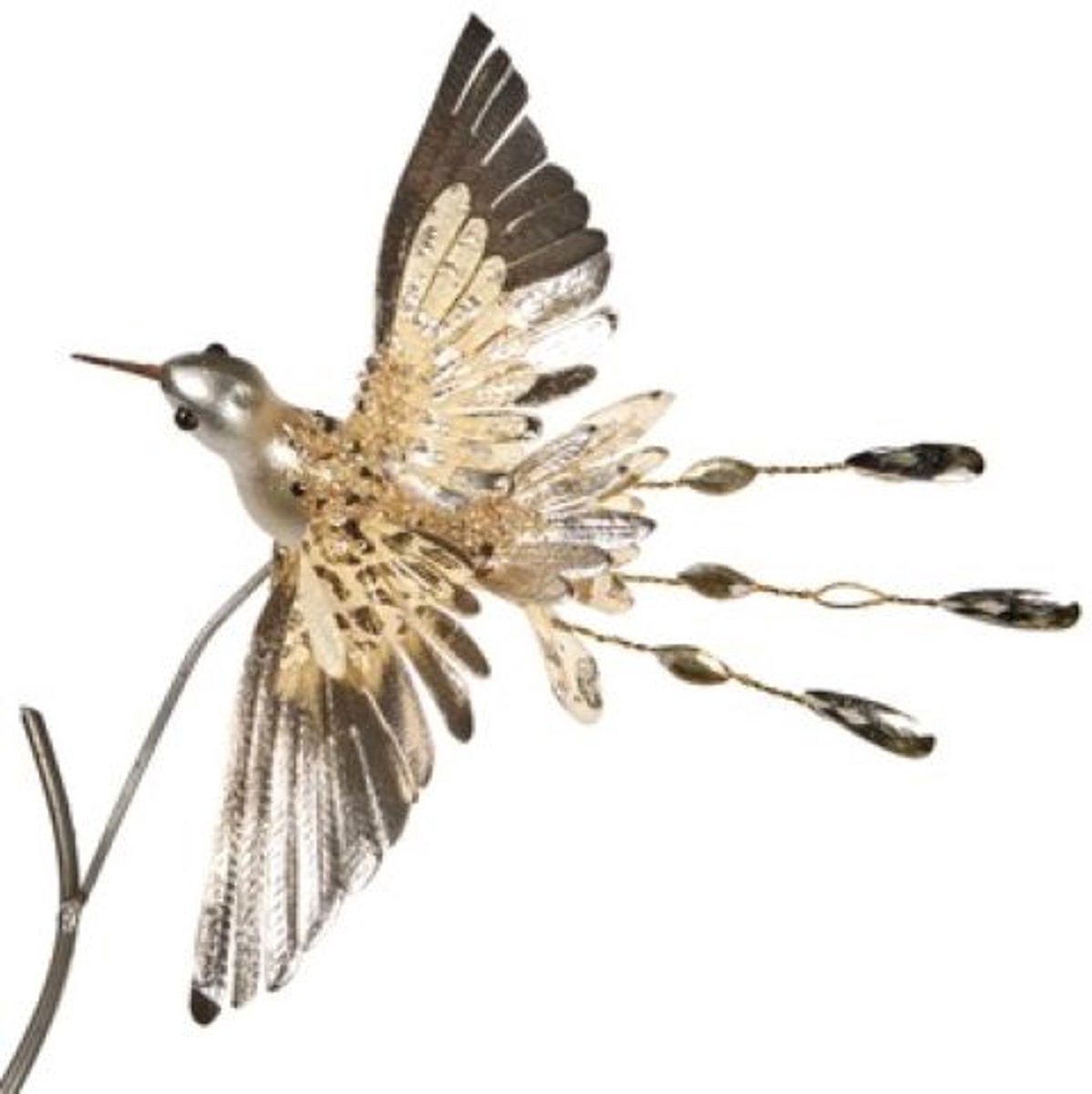 Goodwill Luxe Kerstvogel Kolibrie op Clip – Champagne & Goud – 20 cm - Kerstboom Decoratie