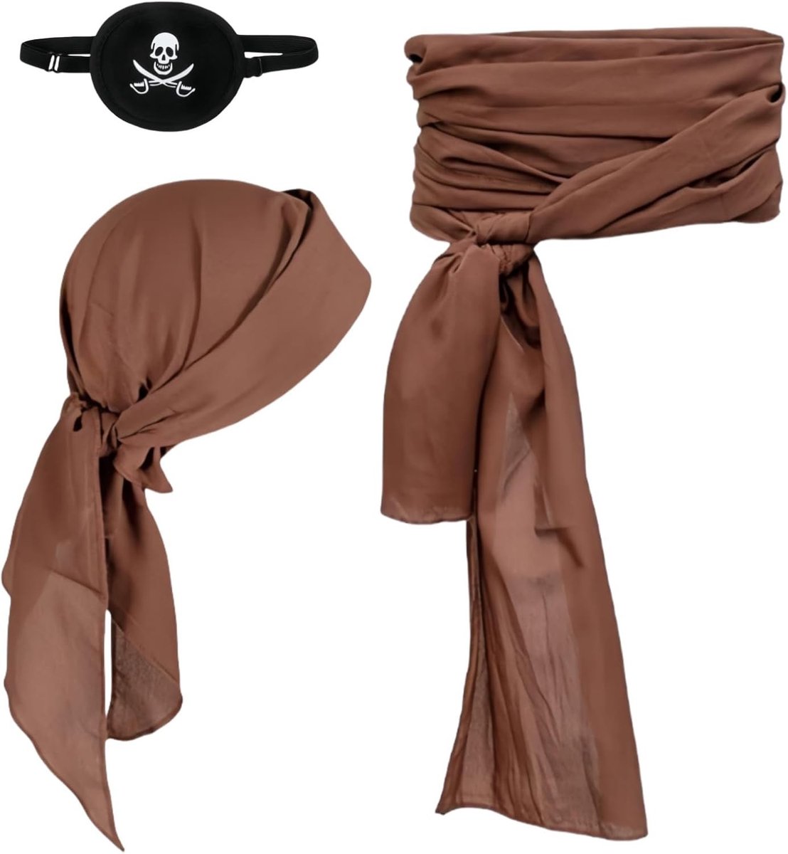 Piratenkostuum Accessoires Set voor Halloween - Grote Sjerp, Hoofddoek en Bandana voor Kinderen en Volwassenen
