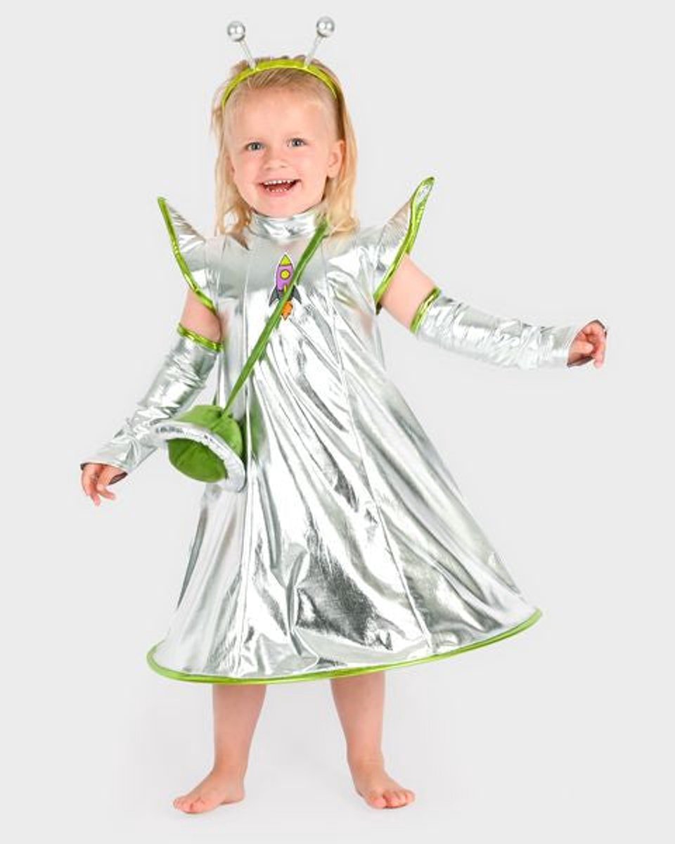 Den Goda Fen Verkleedkledij Jurk Prinses van de Ruimte - 110/116cm - 4/6 jaar