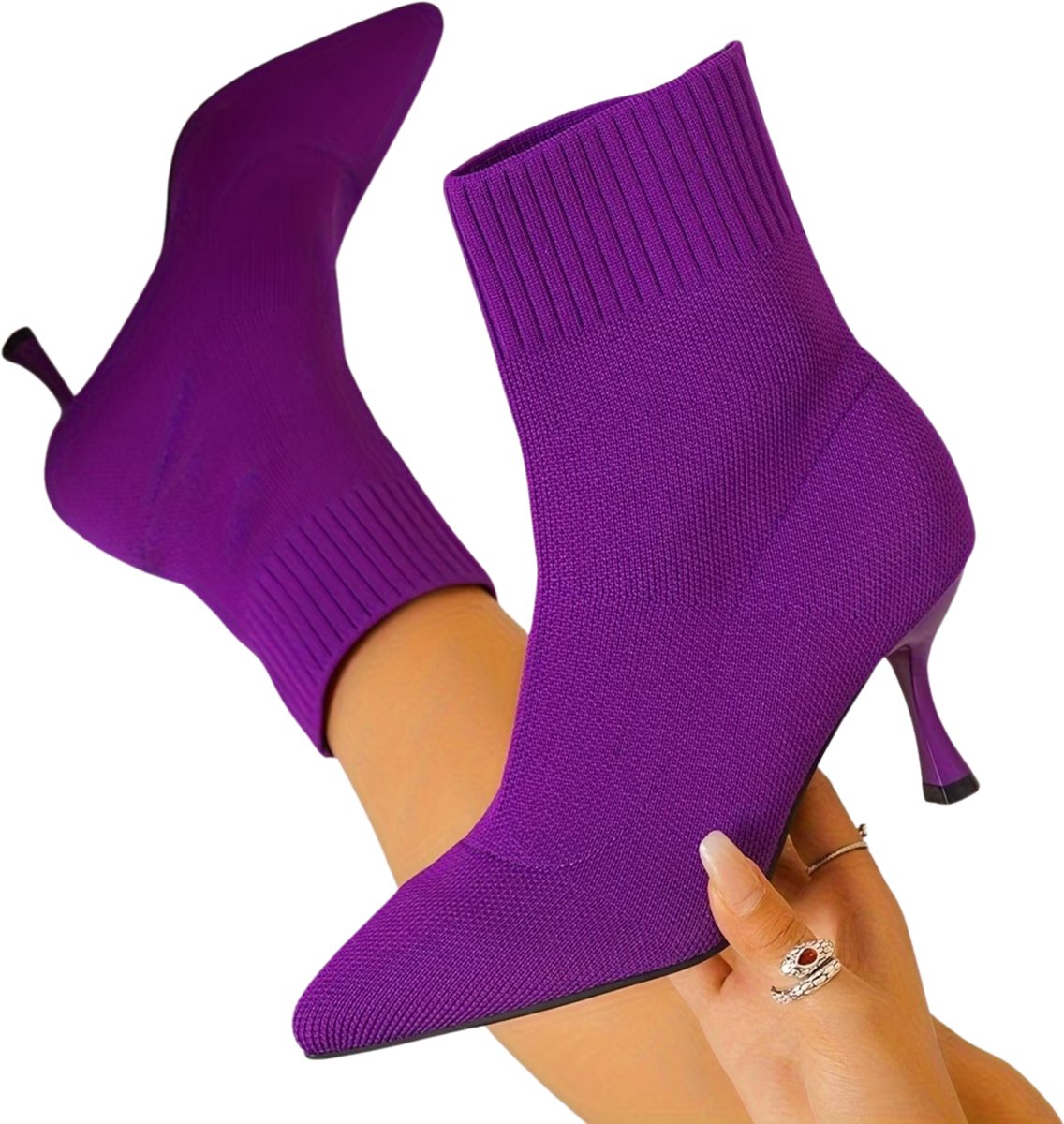 Currero Dames Cowboy Laarzen Hoge Hak Enkellaarzen Kniehoge Western Boots Chelsea 36 5 Paars