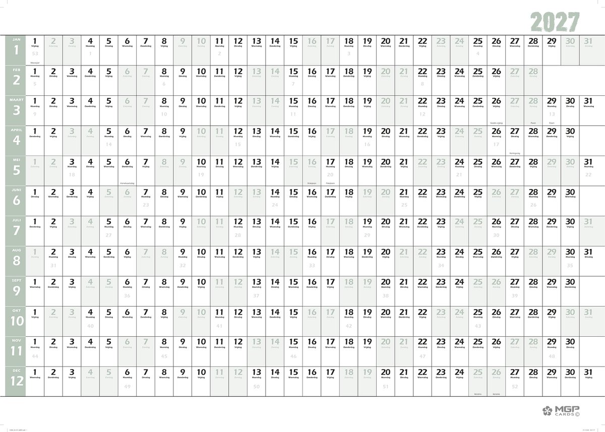 MGPcards - Bureau Dag-agenda 2027 - H42 Padua - A5 - 1 dag per pagina - 6-talig - Gewatteerde omslag - 14.8 x 21 cm - Mat Zwart + Jaar kalender - Kalender 2027 - Wandplanner - Jaarplanner - Grote planner - A1 formaat - Poster - 84 x 60 cm