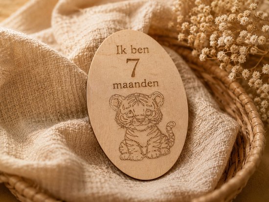 Ginkel Creations - Mijlpaalkaarten Baby - Hout Dieren Thema - 12 Stuks - Kraamcadeau — afbeelding 3