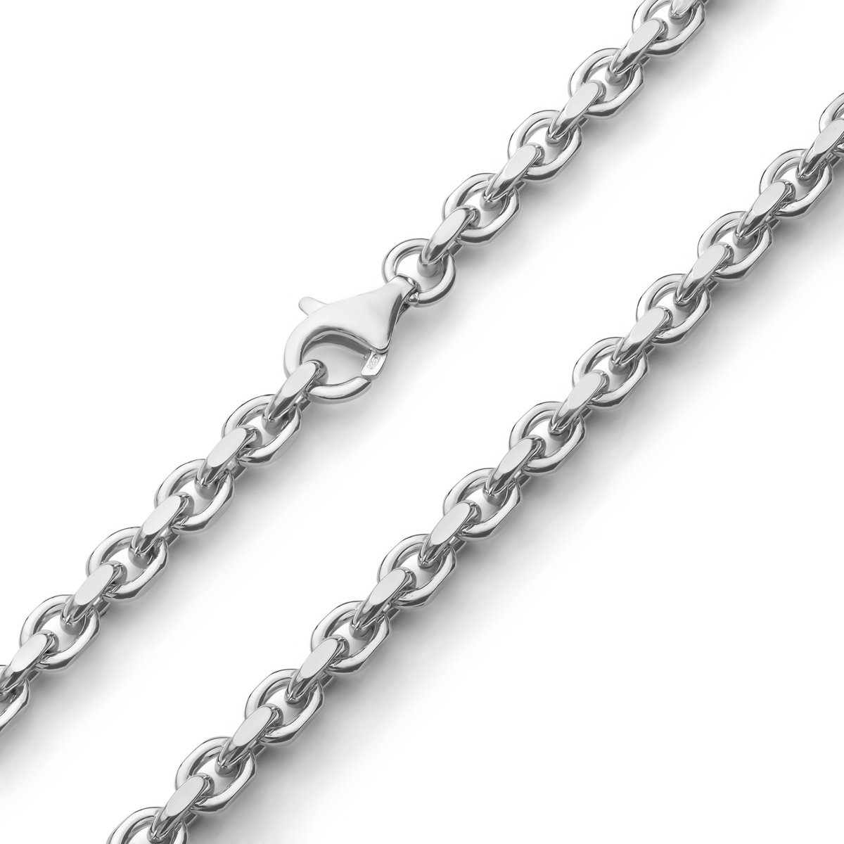 JUXE24-Anker ketting-Anchor chain-massief 925 zilver-4,7 mm breed-55 cm lang-35 gram-2 zijdig geslepen