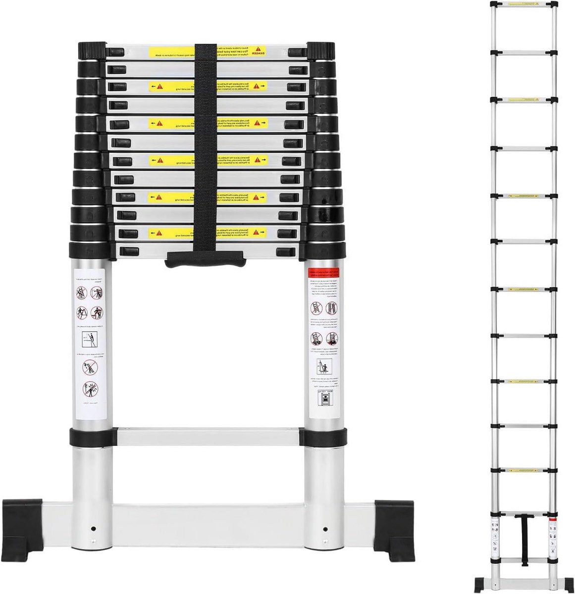 Telescopische ladder - Uitschuifbare ladder - Veilig klussen - Stabilisator en antislip - 5 meter - Zilver
