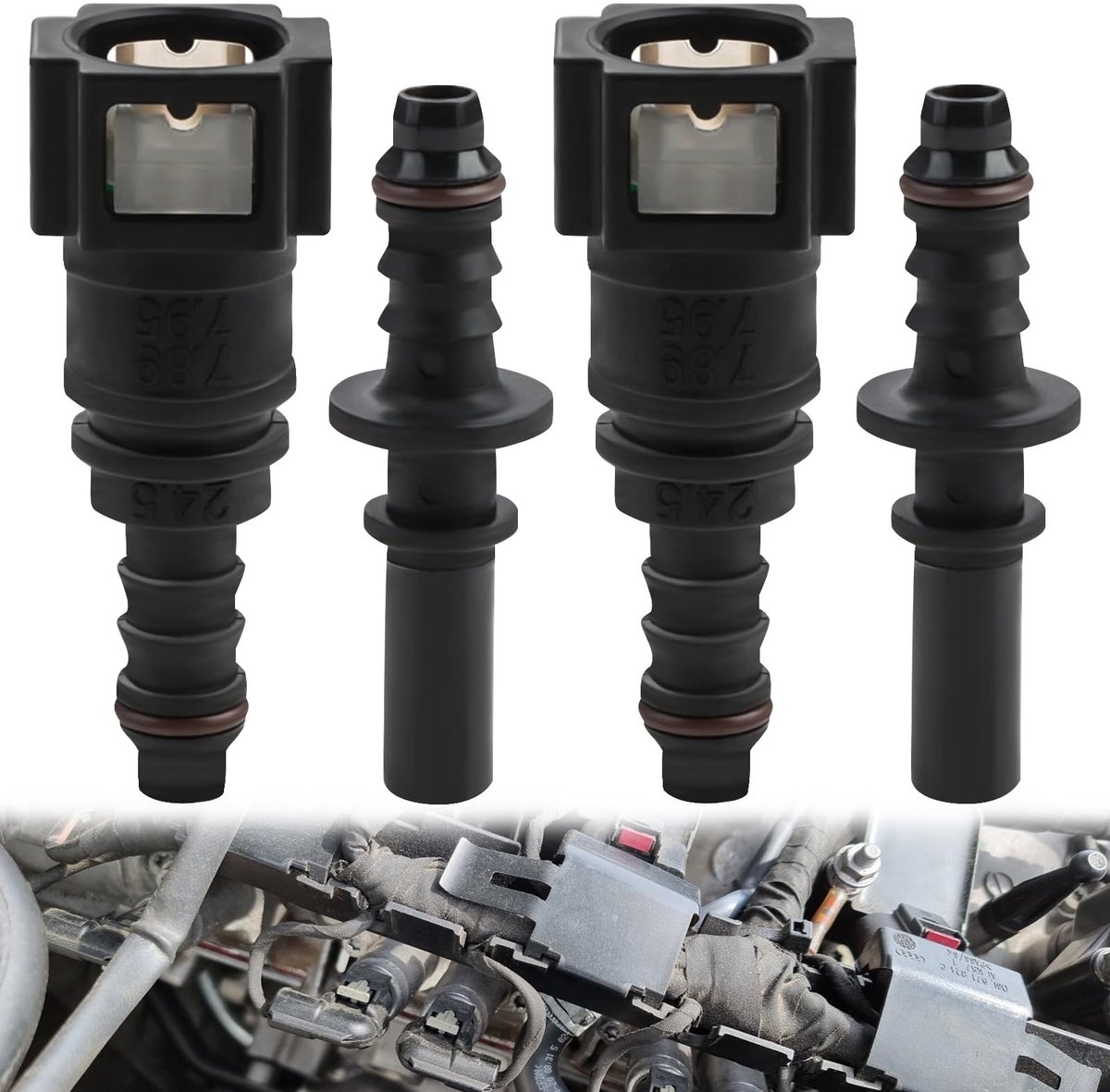 Elzusha - Set van 2 Snelle Koppelingen voor Brandstofslangen (7.9mm SAE)