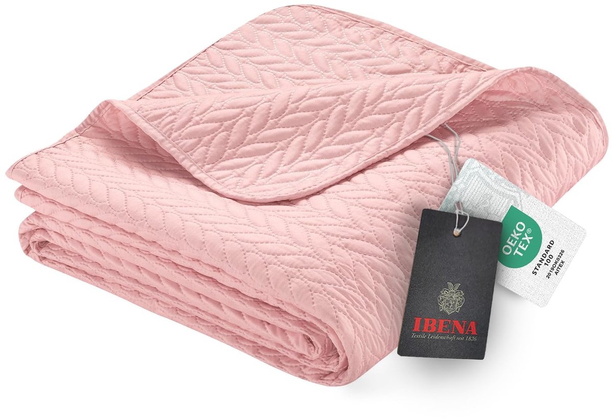 Elzusha - Bedsprei 140 x 210 cm in Roze met Gevlochten Patroon
