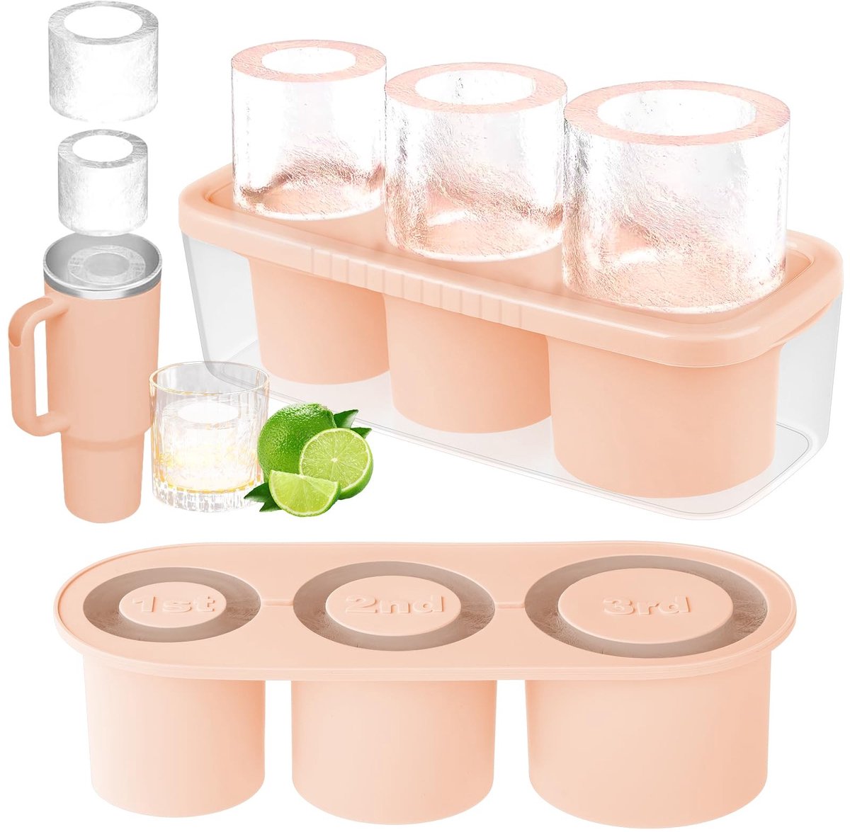 Elzusha - Silicone IJsblokjes Tray voor Tumbler met Deksels