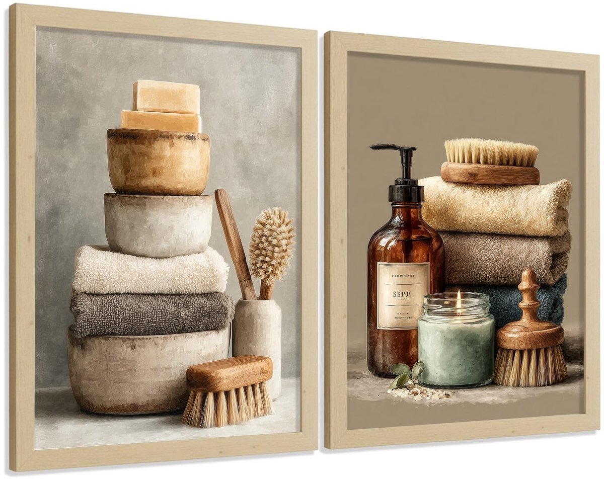 Elzusha - Set van 2 Decoratieve Wanddecoraties voor de Badkamer