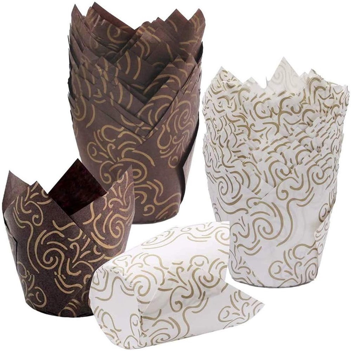 Elzusha - 100 Stuks Tulipvormige Bakpapier Cupcake Vormpjes