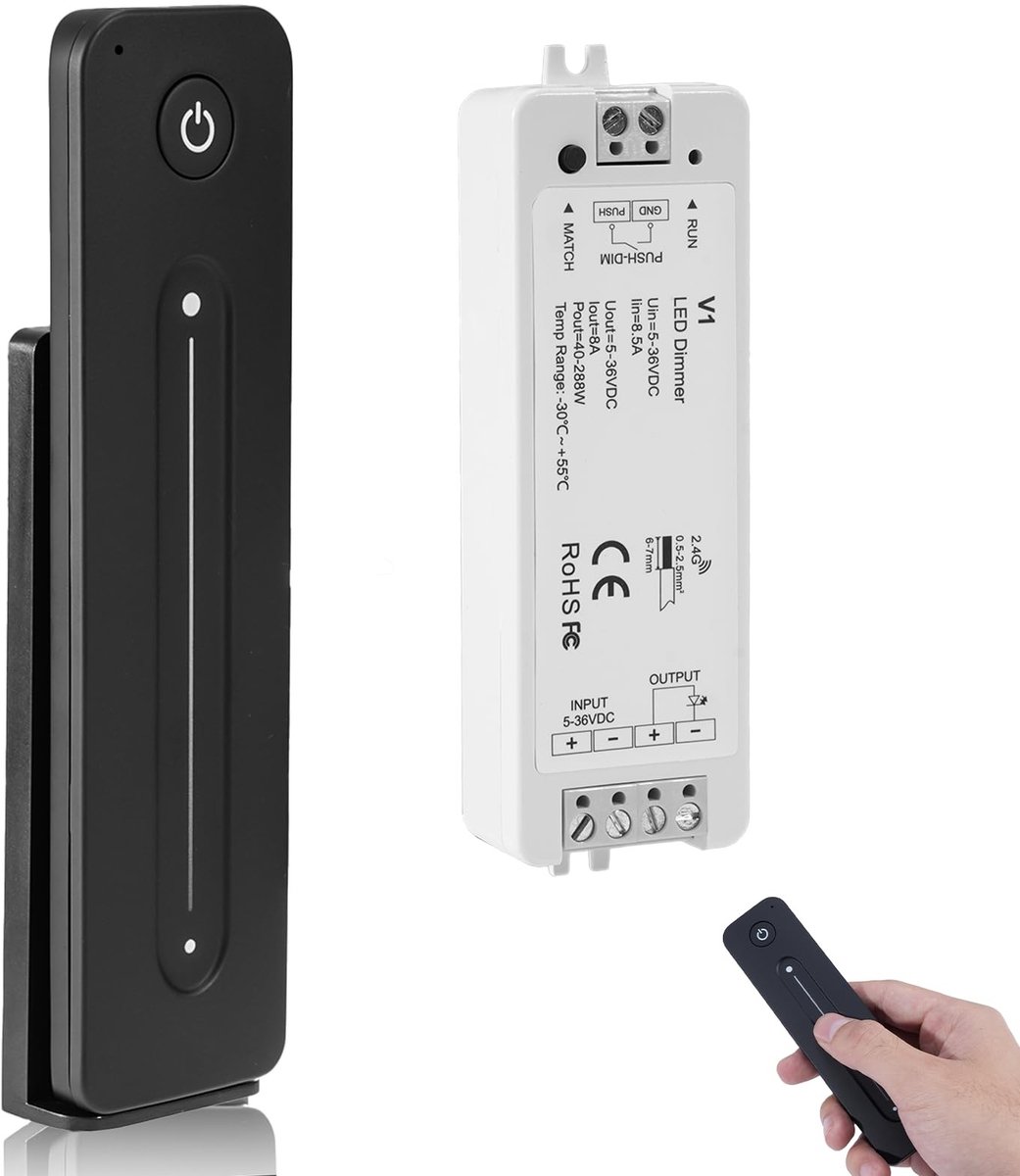 Elzusha - Draadloze LED Dimmer Controller met Afstandsbediening