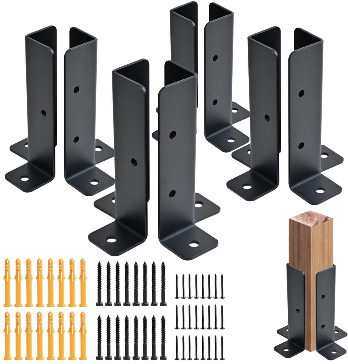 Elzusha - 8 Stuks Verstelbare Deck Post Beugels voor Hout