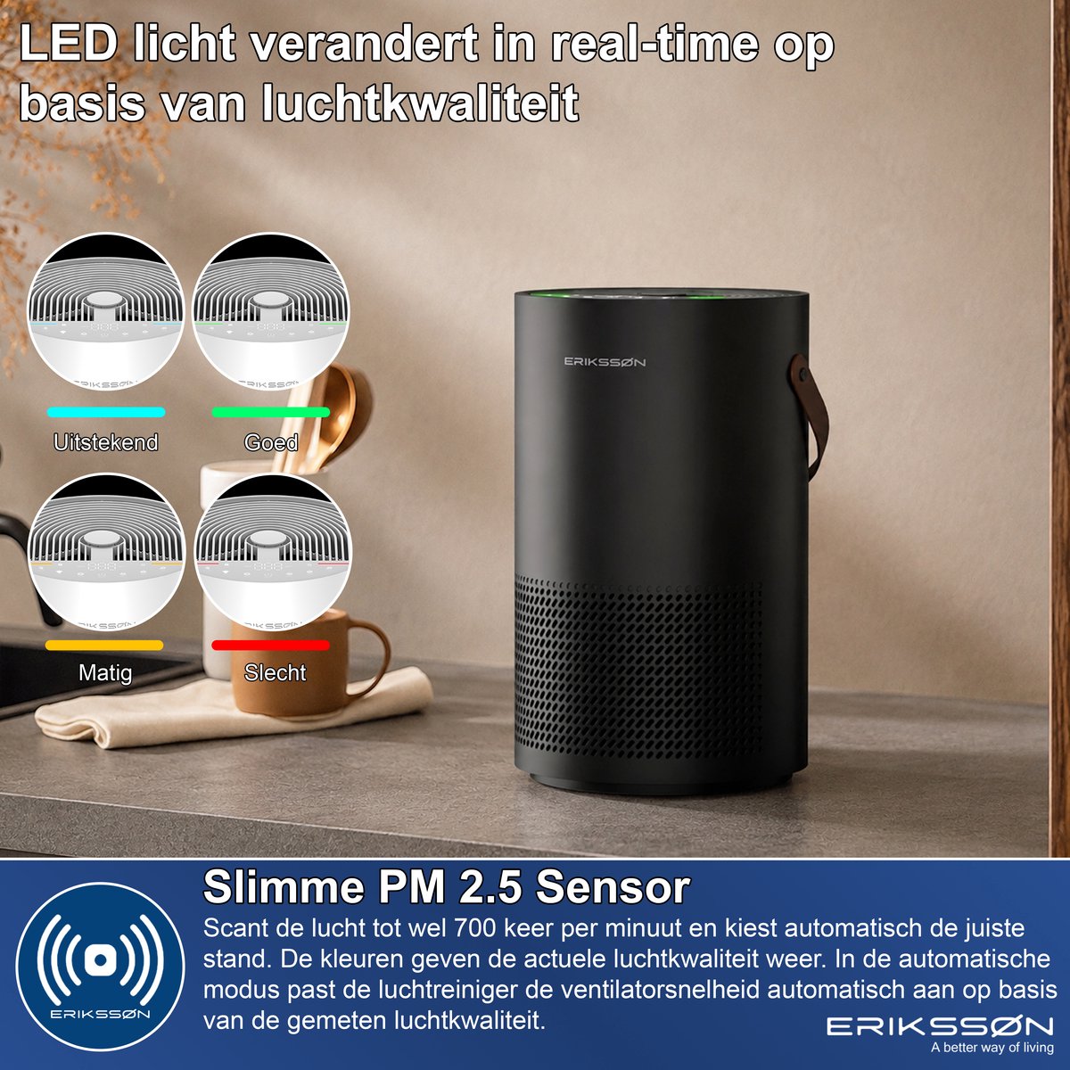 Erikssøn Luchtreiniger Air Pure Pro - 397 m3/u - Zwart thumbnail 6