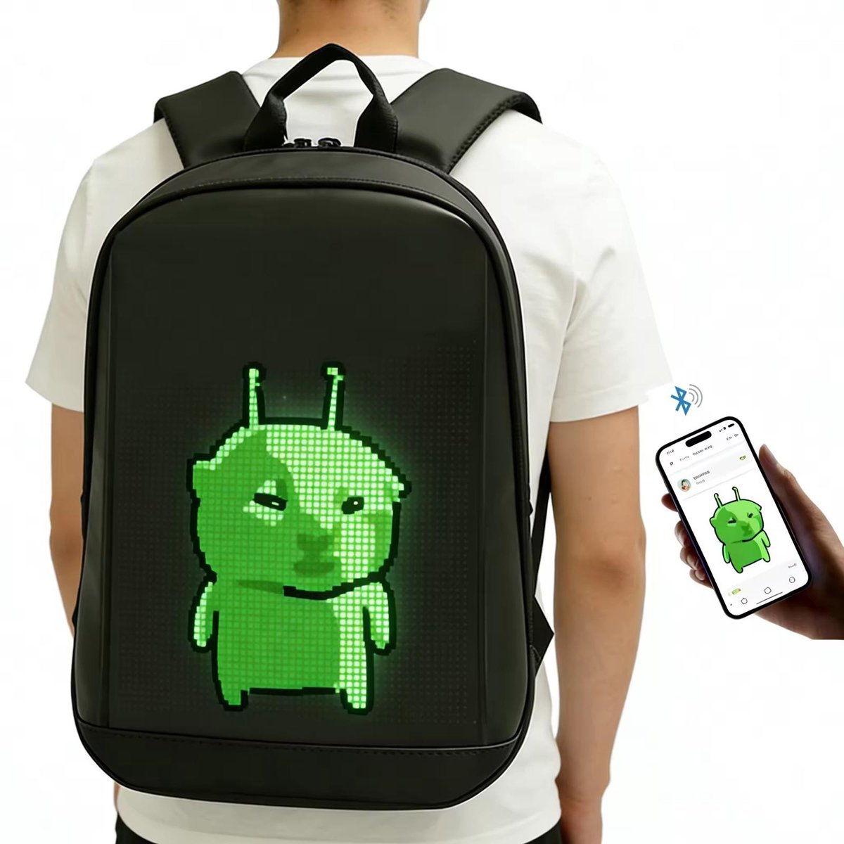 Smart LED Rugzak met App Bediening - zwart Waterproof