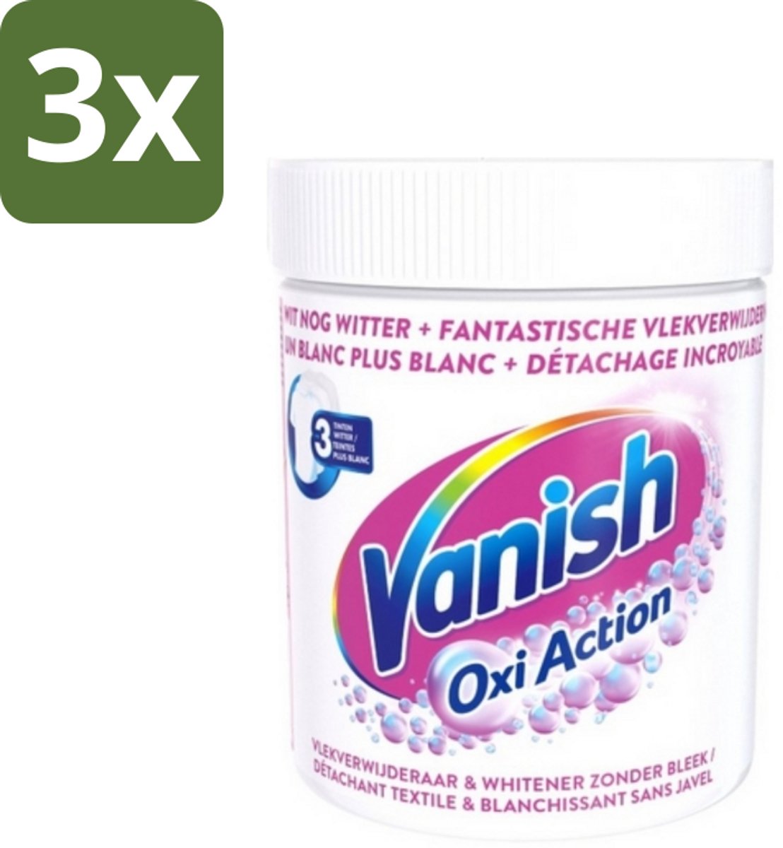 Vanish Oxi Action - Vlekkenverwijderaar Poeder - Zonder Bleek - Witte Was - 550 Gram - Bulkverpakking - 3 stuks