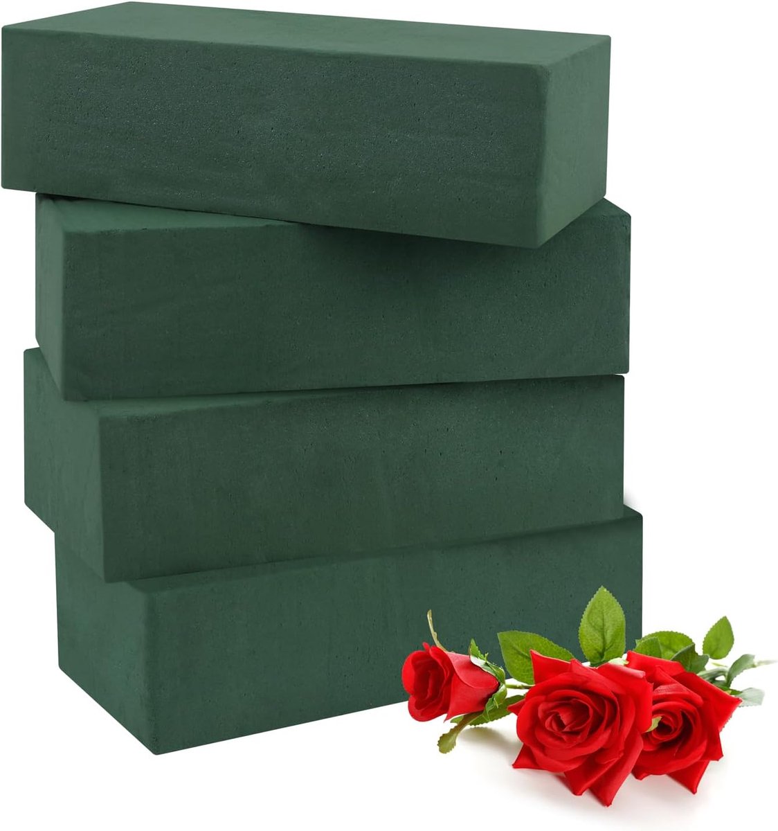 SnelShoppen - 4 Stuks Bloemschikschuim Blokken - 22x10x6.5cm Vierkante Groene Bloemschuim voor Bloemarrangementen, Vochtig en Droog, Schuim voor Trouw