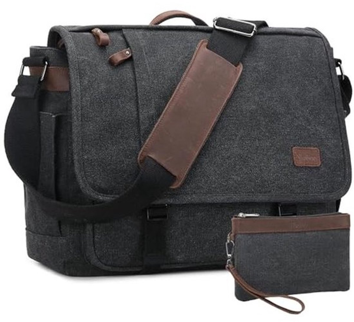 Schoudertas voor heren - Waterafstotende Laptoptas en Boekentas voor Werk en Studie