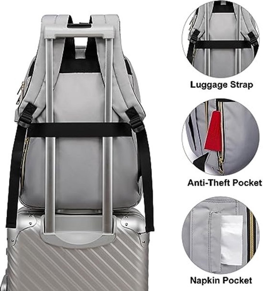 Hippe Laptoprugzak voor Dames 17,3 inch met USB, Ideaal voor School en Werk