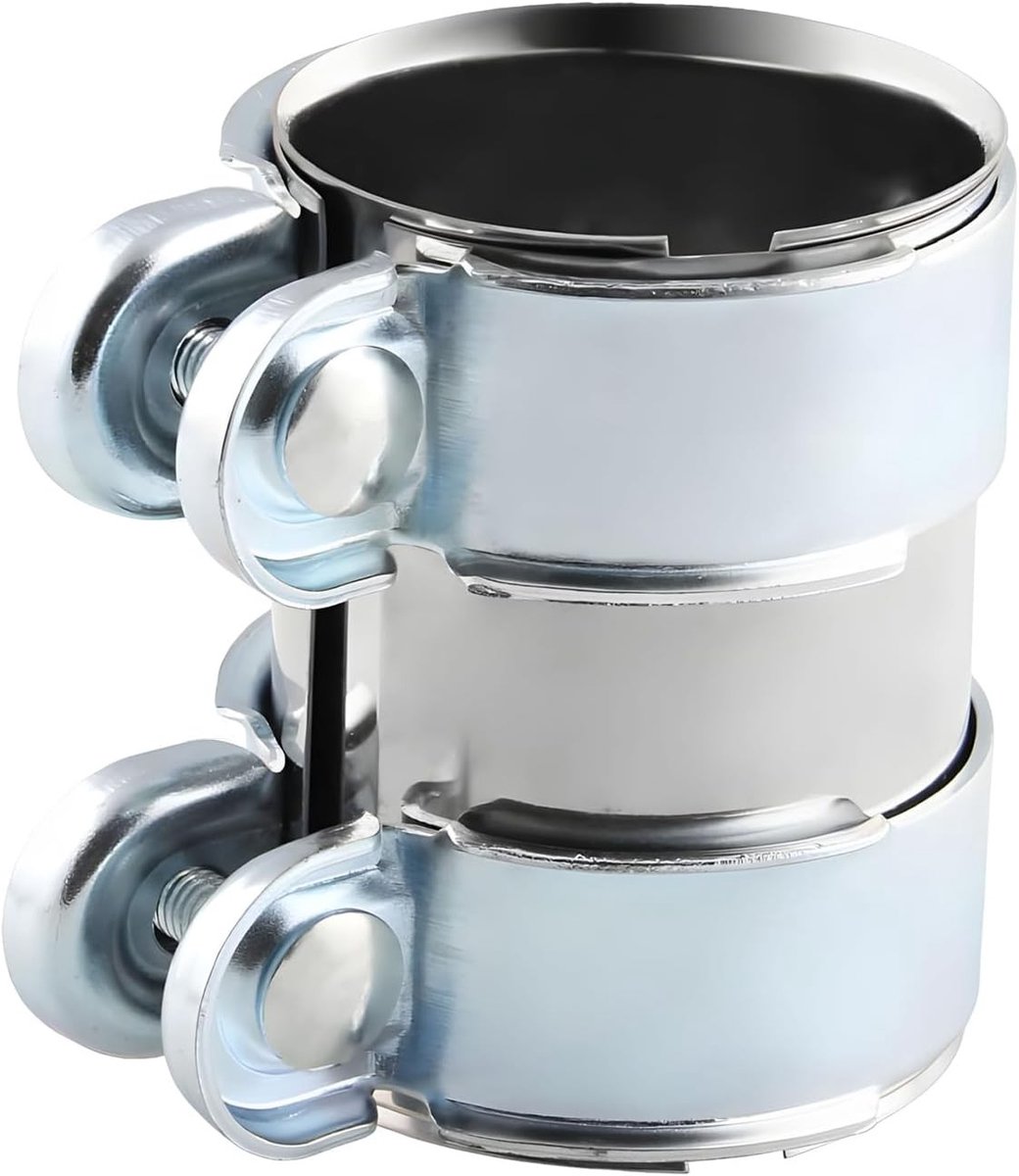 Dubbele Uitlaatklem 55 mm van RVS, Universele Klem voor Uitlaatpijp, Verbinding en Reparatie, 95 mm Lengte