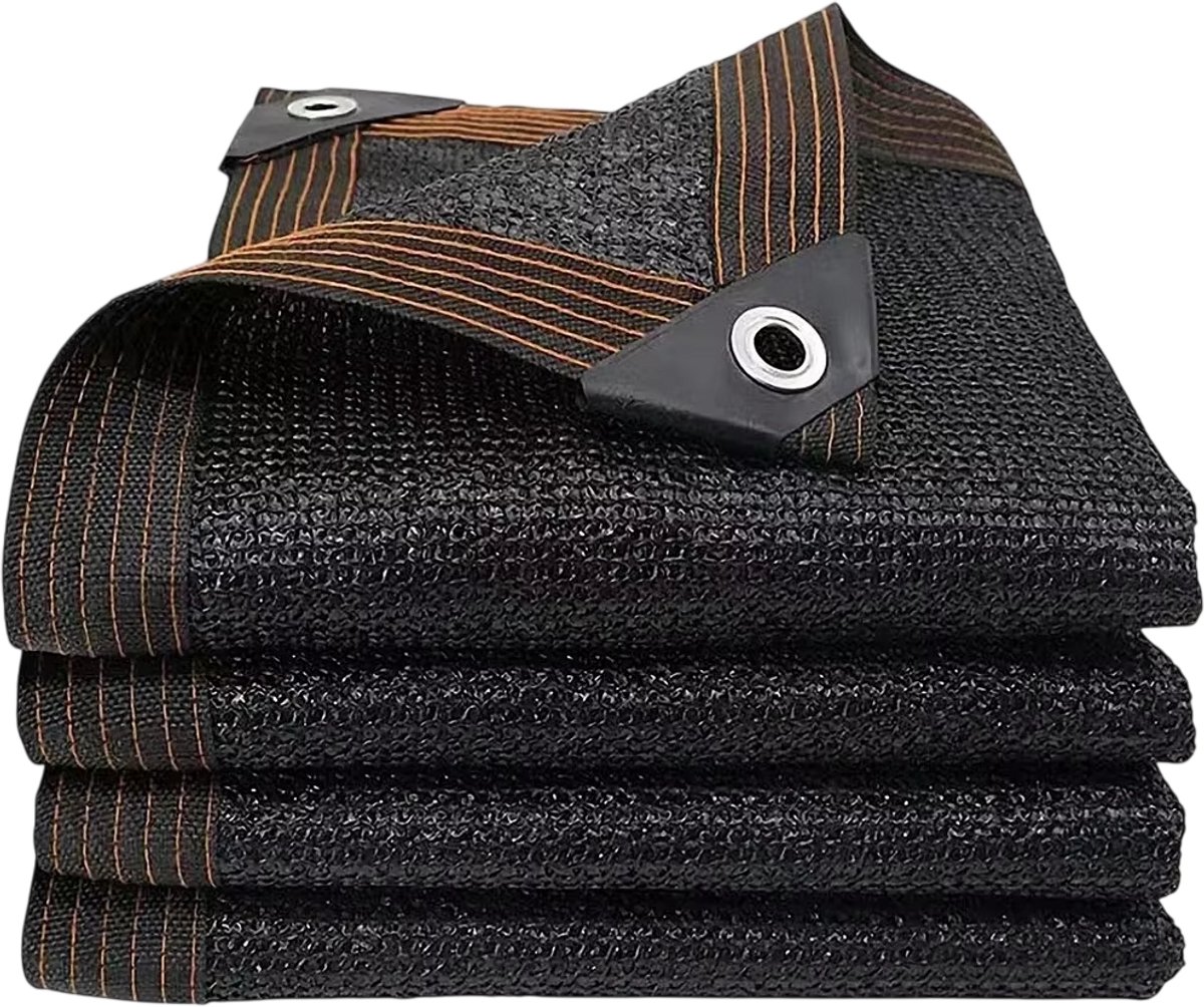 Zwart Schaduwdoek 12-Pin – 70-80% Zonwering, Anti-UV Privacygaas voor Tuin, Kas & Buiten - Maat 4x5m