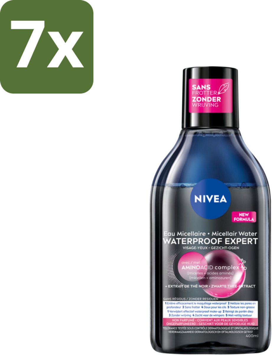 NIVEA – Micellair Reinigingswater – Waterproof Expert – 400 ml - Bulkverpakking - 7 stuks