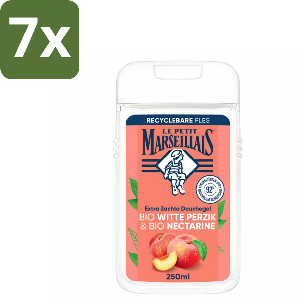 Le Petit Marseillais – Douchegel – Bio Perzik & Nectarine – Verfrissend – 250 ml - Bulkverpakking - 7 stuks
