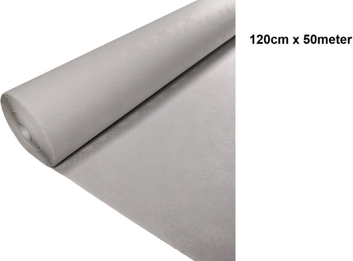 1x Luxe Tafel kleed op rol wit 120cm x 50meter - Papier - Zelf op maat te knippen - Kerst Tafelkleed op rol tafel dekken rol gala huwelijk thema feest kerst festival restaurant food