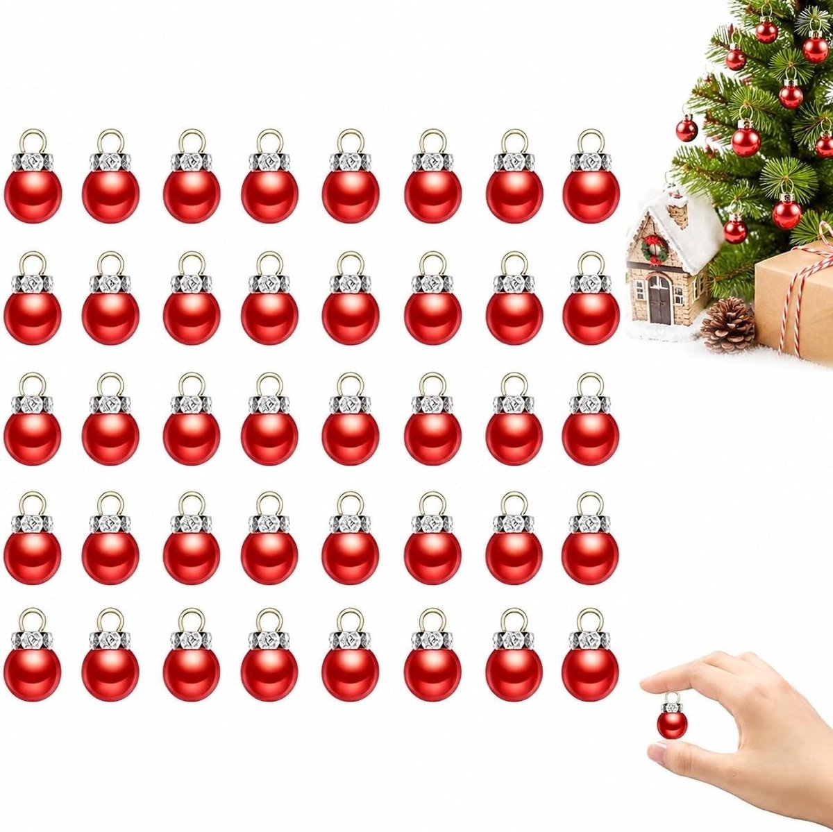Kleurvolle Mini Kerstballen 40 Stuks 1 cm voor Mini Kerstbomen, DIY Sieraden en Cadeauversiering
