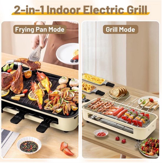 casalora® - Bakplaat electrisch - Tafelgrill - Grill apparaat - Tepanyaki bakplaat - Gourmetstel - Met Grillnet & Anti-Aanbak Verwijderbaar Kookplaat - Regelbare thermostaat - Vaatschoonmachinebestendig - rookloze barbecue - voor binnen en buiten — afbeelding 5