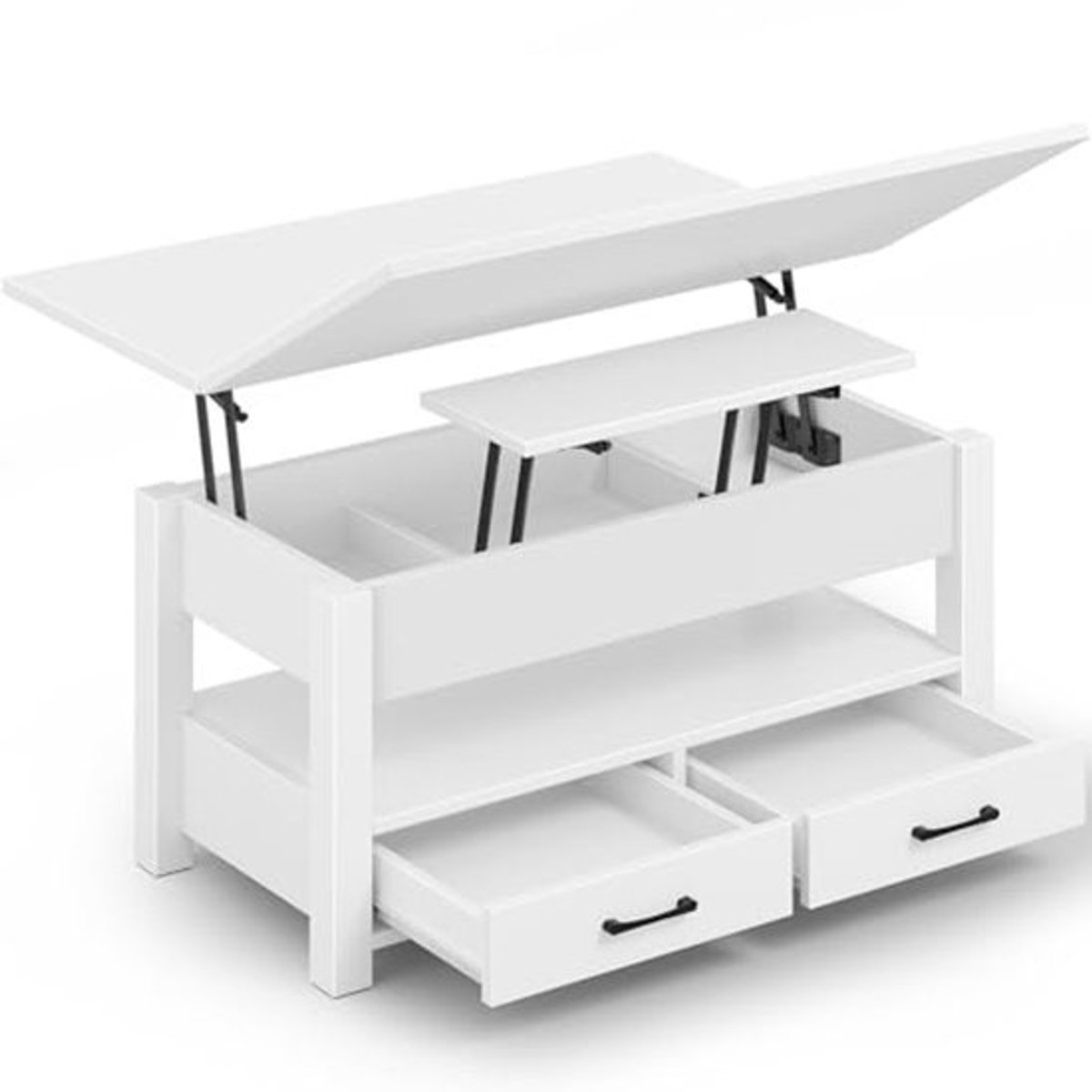 Verstelbare Salontafel met Lade en Opbergvak - Multifunctionele Koffietafel 100x50 cm