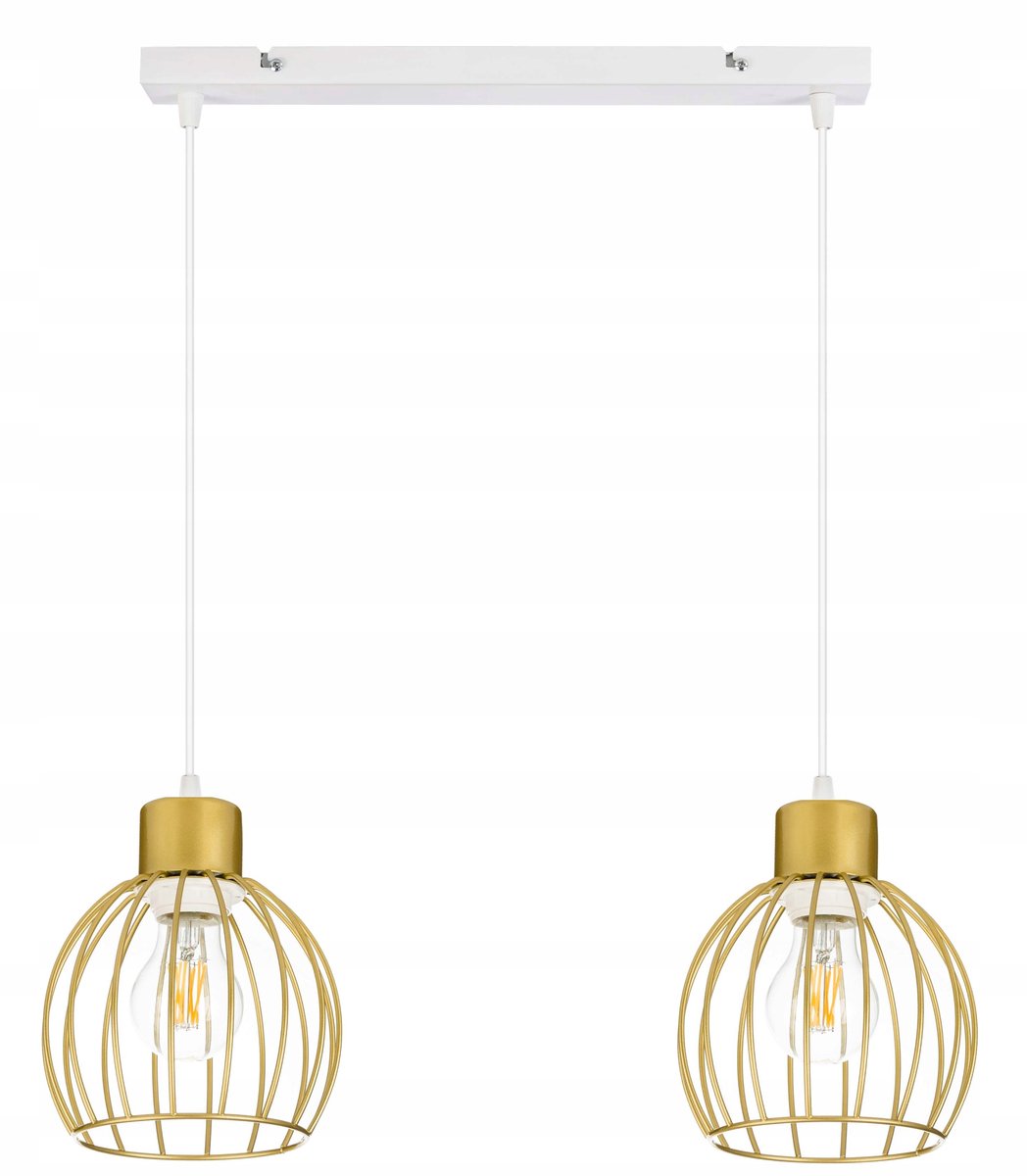 Hanglamp met gouden draadbol, 2xE27, verstelbare hoogte