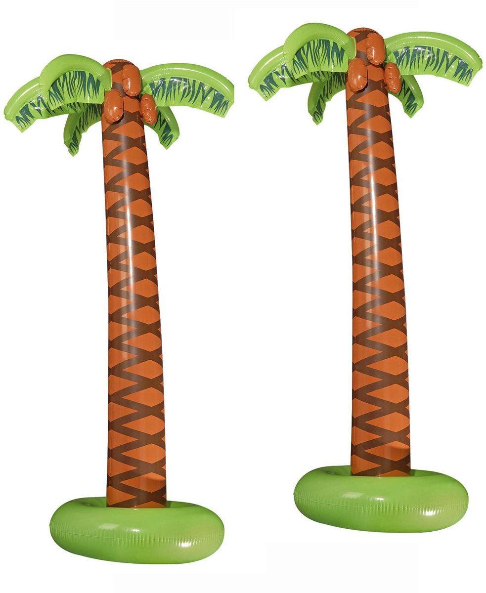 W WIDMANN MILANO Party Fashion 10136169B Opblaasbare palmen, 2 stuks, hoogte circa 180 cm, beachfeest, decoratie - ShopVlot