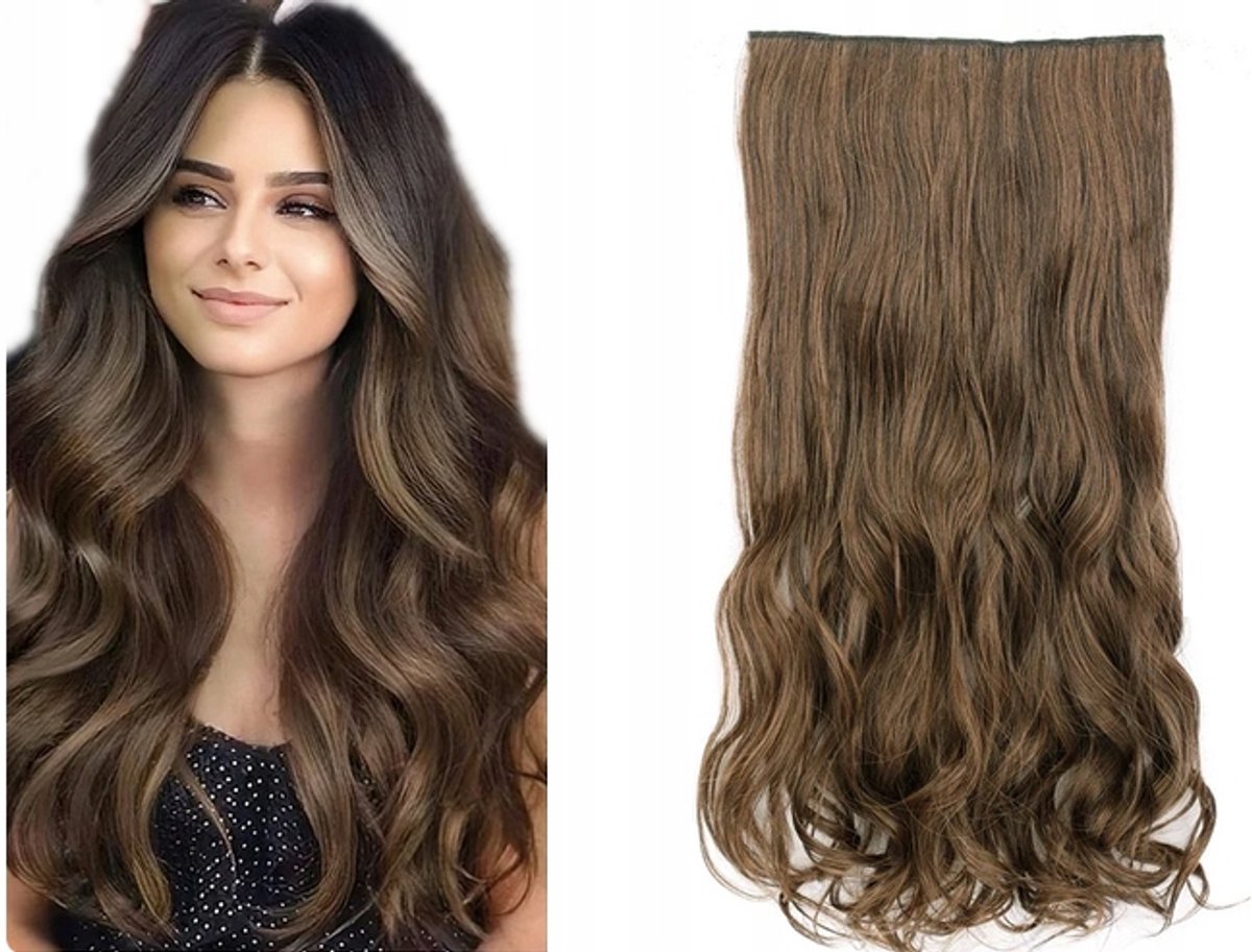 Clip-in Haarverlenging Lichtbruin Golvend 53 cm - Merkloos