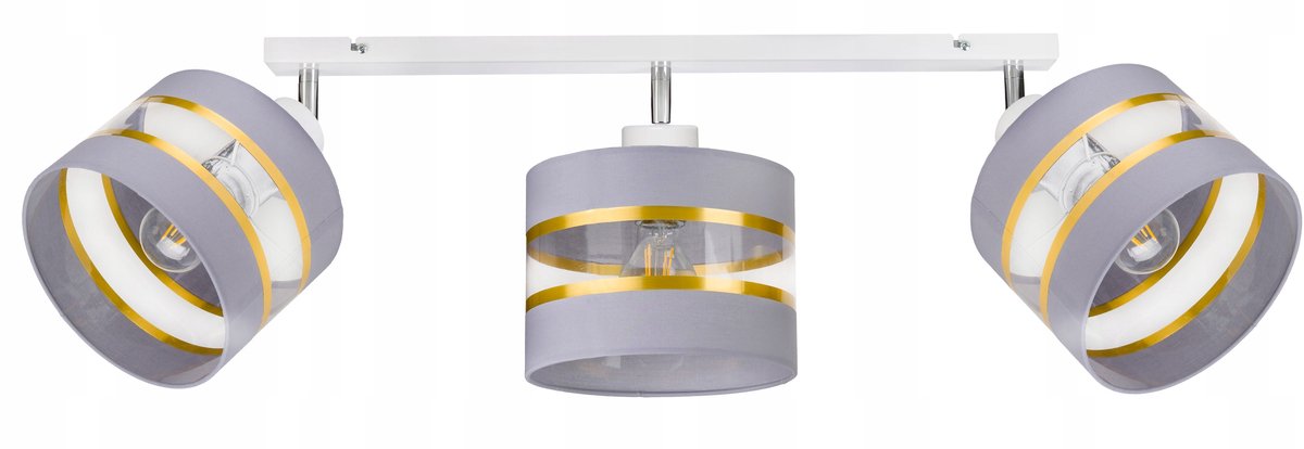 Moderne Plafondlamp met Stoffen Kap en Gouden Strepen - 20cm