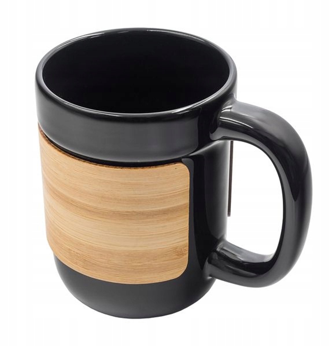 Soro Keramische Mok Zwart met Bamboe Band - 450ml