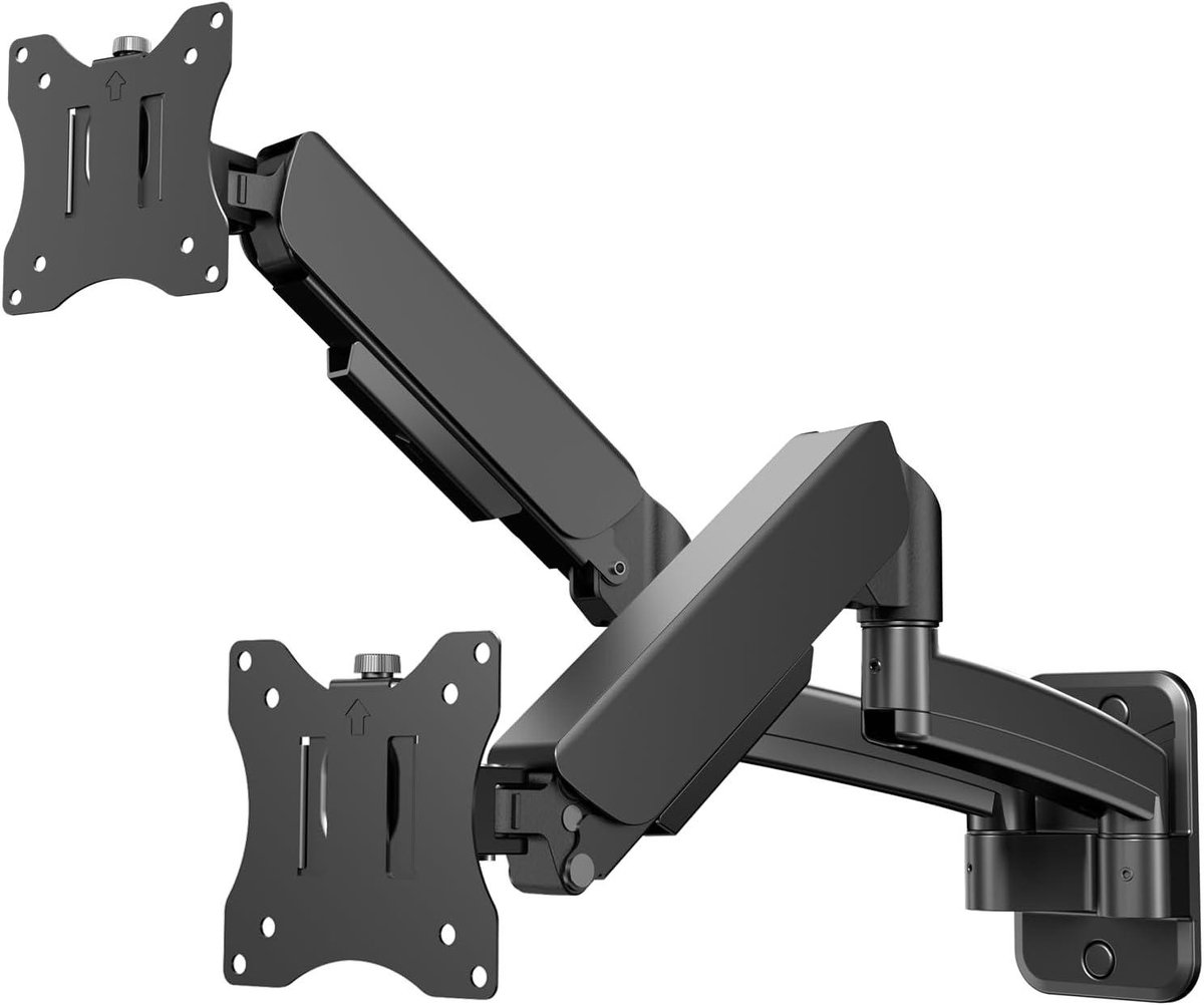 Monitor Muurbeugel - Dubbele Monitor Arm - Ruimte Besparen - Volledig Verstelbaar - 17-32 Inch - Zwart
